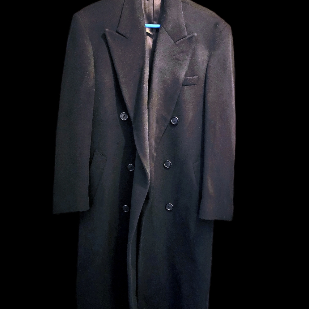 Marshall Field Bill Blass Navy Will CosClassic Black Double-Breasted Men's Coat